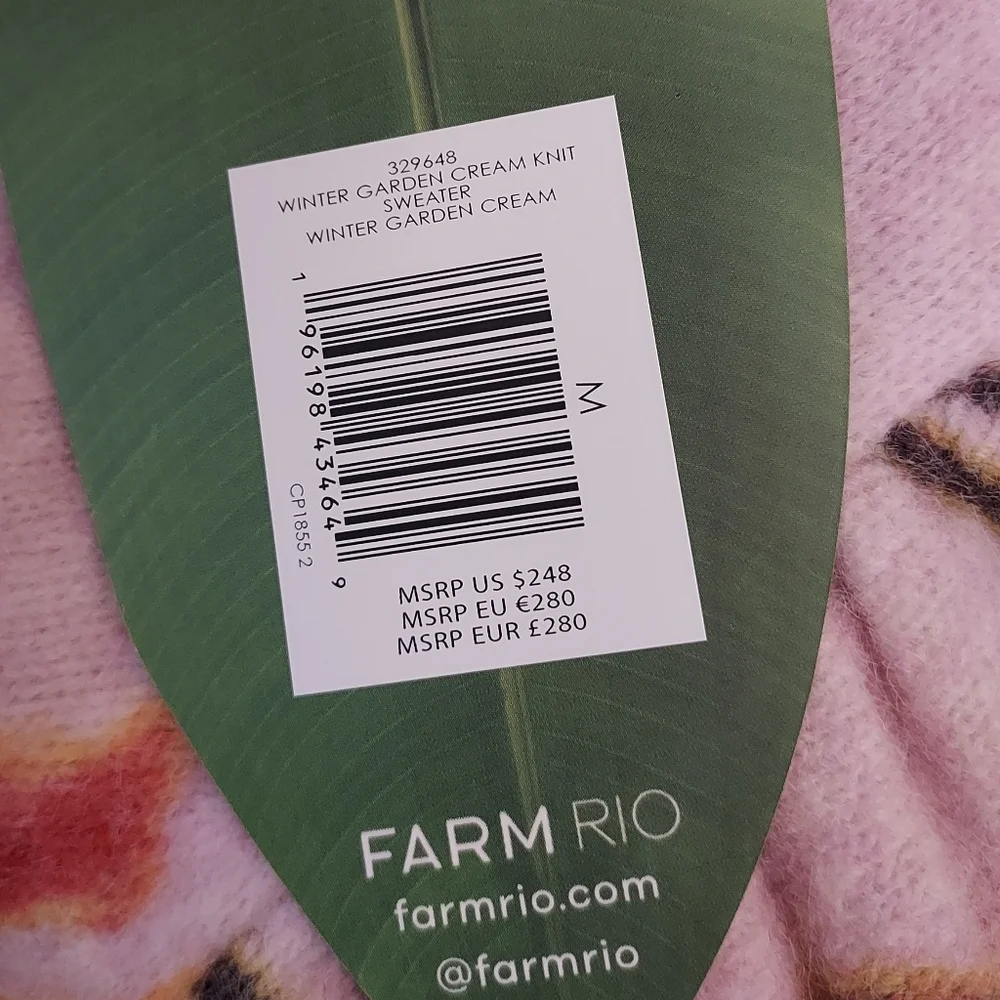 Farm Rio Winter Garden Floral Sweater Size Medium NEW NWT Pullover Crewneck - Picture 11 of 15